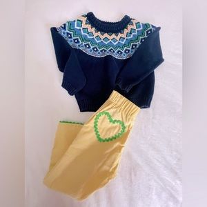 bella bliss toddler girls 3T corduroy pants. Lemon. NWT. Ric Rac heart pockets